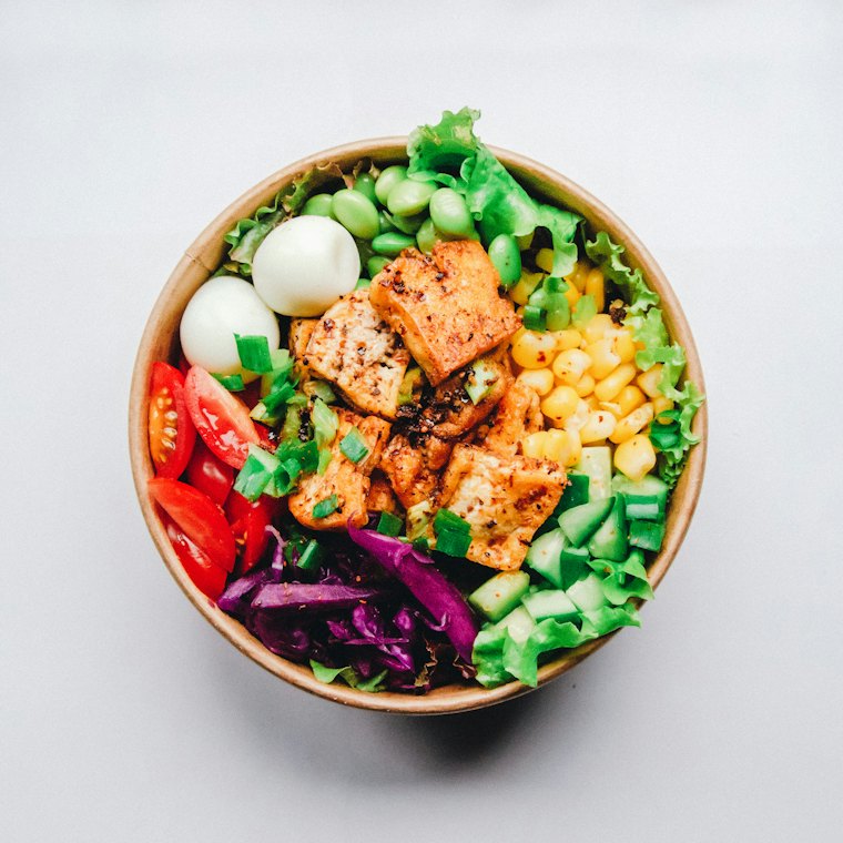 Bowl of salad and grains