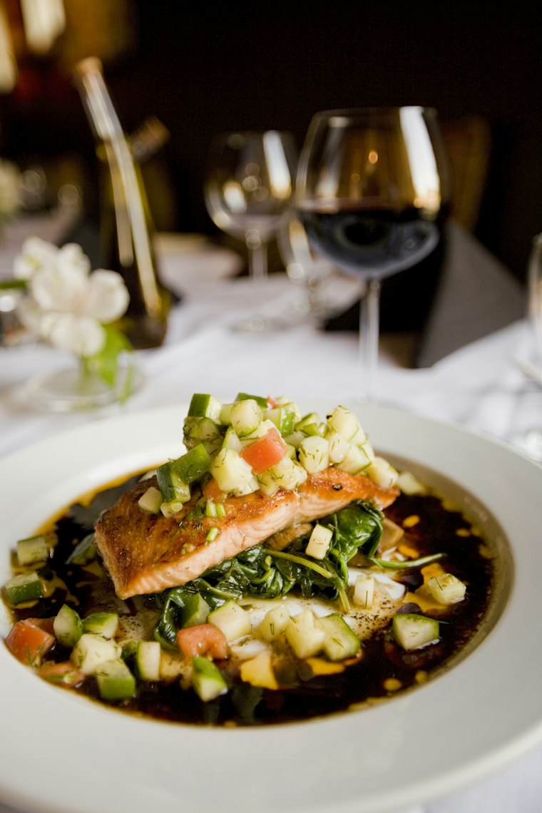 Cooked fish fillet with vegetables